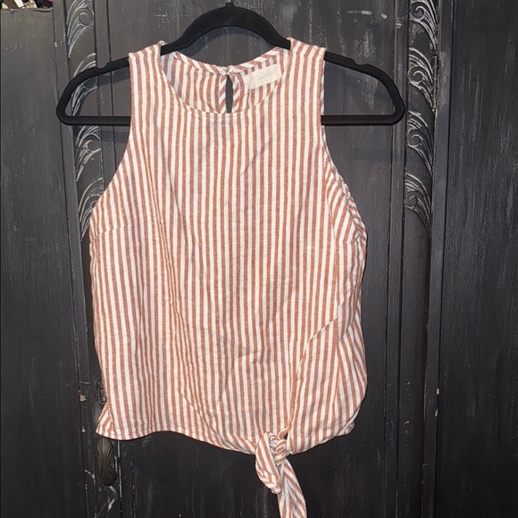 Altar'd State Tops - Altar'd State Rust and White Striped Sleeveless Top